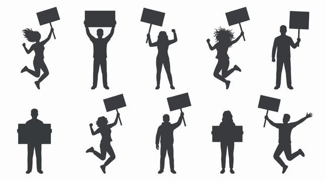 Protest Crowd Silhouette Vector Illustration Graphic Resources Commercial Use