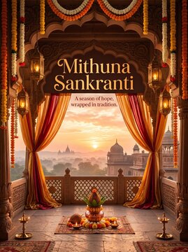 Elegant Royal Mithuna Sankranti Festival Design
