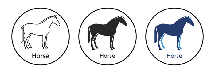 Horse icon set with outline and glyph vector equine animal silhouettes © Виталий Опришко
