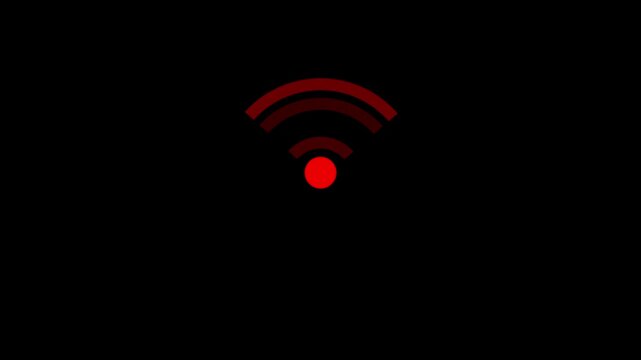 Animated fade wave wifi signal icon motion graphic overlay loop on transparent background 4K video animated fade wave wifi signal icon motion graphic overlay loop on transparent background
