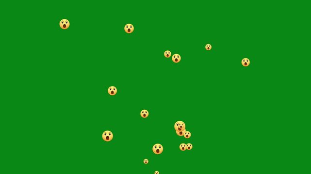 Wow Reaction - Surprised Social icon animation for streaming side panel, A steady rising stream of wow reaction emojis on Social media platforms .surprise Facebook live style animation.