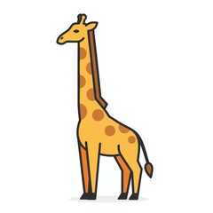 Obraz premium A cute cartoon illustration of a tall giraffe standing sideways.