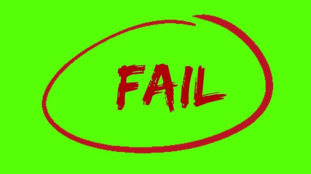 Vibrant green background with red fail stamp and circle