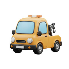 Naklejka premium Bright yellow tow truck with sturdy winch. Simple design, cartoon style, friendly appearance. Perfect for children's media or vehicle-themed illustrations