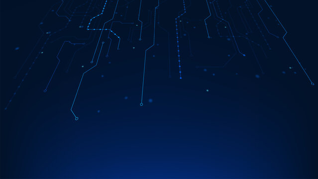 Technology background digital circuit board lines connection nodes. Represents, big data processing, hardware engineering, electronic communication, cyber security, digital innovation