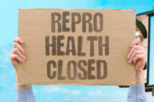 "Repro health closed" Clinic shutdowns limit care. REPRODUCTIVE. ACCESS. BAN. RIGHTS. HEALTH.