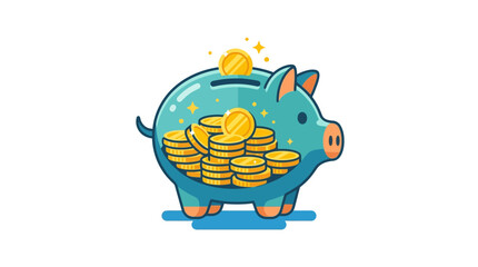 Teal Pig with Gold Coins Inside. © Harunia