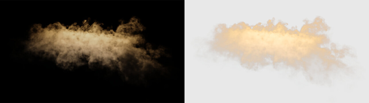 Cloud in soft shades of yellow on a transparent background during daylight hours, PNG with a light overlay