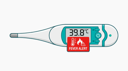 A digital thermometer with a fever alert on a transparent background hantavirus pulmonary syndrome, hps © Marlon