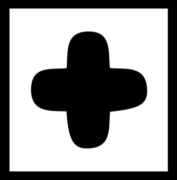 Black plus sign symbol on a white background with background geometry symbolism creative graphical illustration