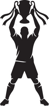 football player lifting championship trophy silhouette icon .