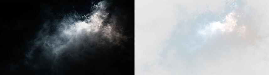Fototapeta premium Clouds drifting across a clear sky in the afternoon light above the open field, PNG with a light overlay