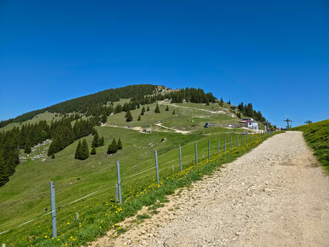 Germany, Spectacular Summit Scene Featuring Mountain Peak Chairlift Station And Expansive Alpine Hiking Terrain