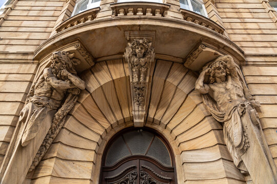  Detail from the traditional classic architecture in Munich, Germany