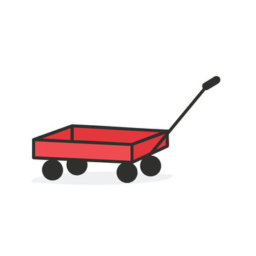 A simple red wagon toy illustration.