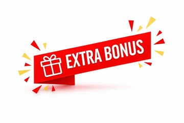 Obraz premium Red banner with extra bonus gift text and explosion effects