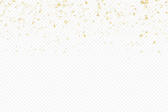 Glittering confetti on a transparent background. Gold confetti