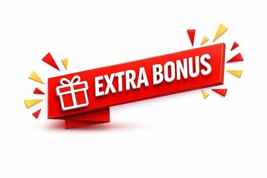 Red banner with extra bonus gift box celebration design