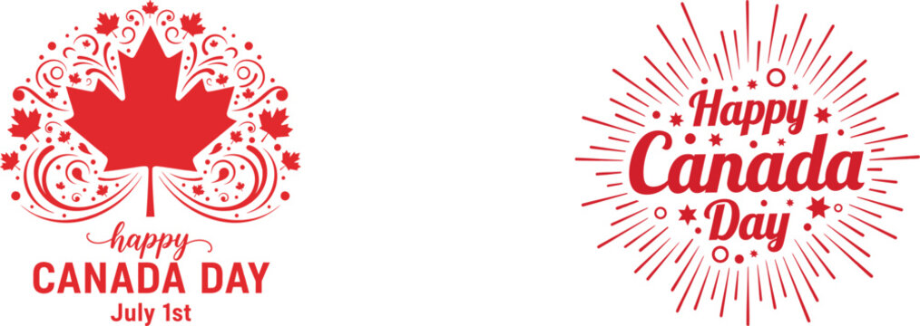 Canada day celebration graphics maple leaf festive designs for july 1st