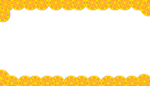 Orange slice border frame background with fresh citrus fruit and copy space design.