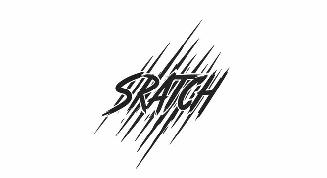Bold black "SRATCH" text with dynamic slashing lines