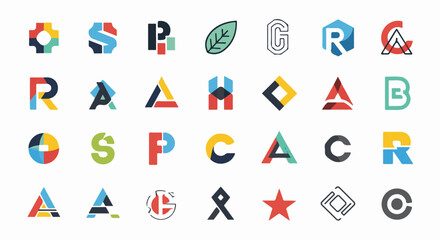 Fototapeta premium Collection of abstract geometric logos and symbols in various colors