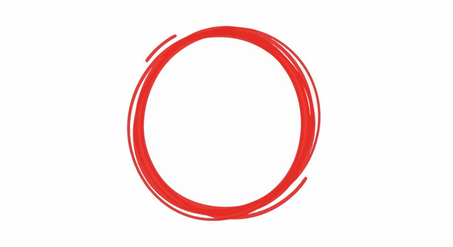 A hand-drawn red circle with a sketchy, imperfect outline on a white background