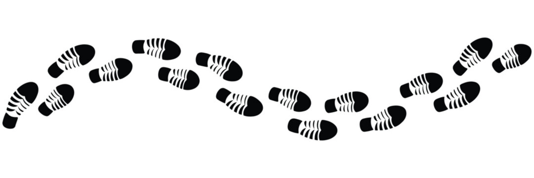Human Footprint Tracking Path Symbol Isolated on White Background, Ideal for Route Mapping, Outdoor Adventure and Wayfinding Graphics