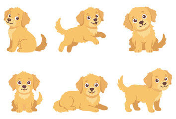 Fototapeta premium Cute Dog Sticker Flat Vector Illustration – Adorable Cartoon Puppy No Outline
