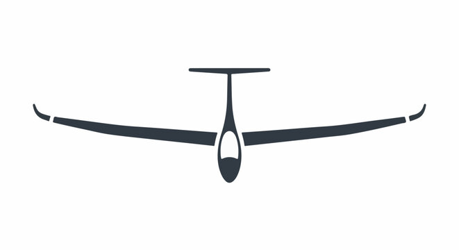 Minimalist graphic of a glider aircraft viewed from above