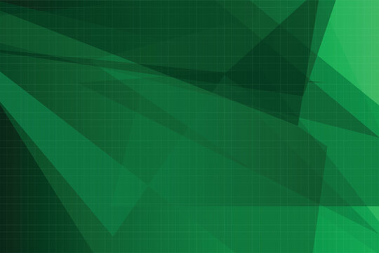 Abstract green geometric shapes overlaying subtle grid pattern