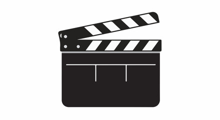 Fototapeta premium Minimalist black and white illustration of an open movie clapperboard