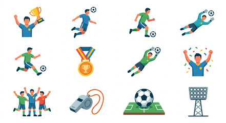 Fototapeta premium Soccer Players Celebrating Winning Trophy and Playing Game.