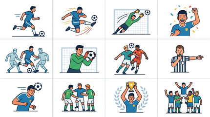 Fototapeta premium Soccer Players in Action and Celebration.