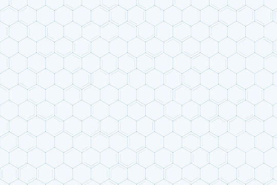 Light gray hexagonal grid pattern on white background, hexagons