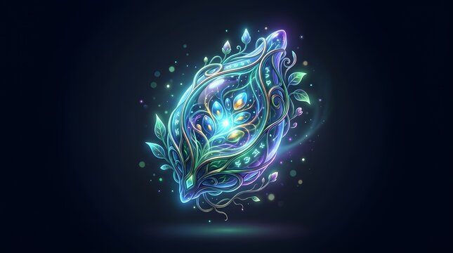 3D Floating Seed Pod Icon, Glowing Magical Plant Capsule Futuristic Nature Design Isolated