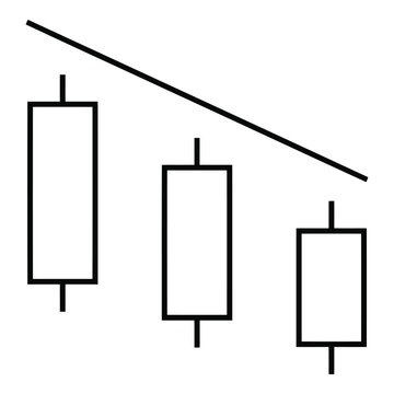 Visual representation of a downtrend in stock market trading using Japanese candlestick charts showing a bearish sentiment and declining prices over time
