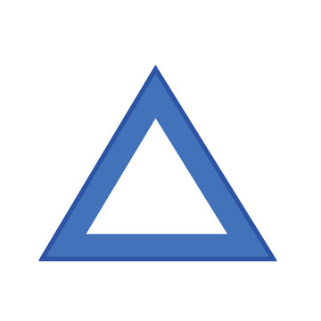 Minimalist Blue Triangle Shape Outline Graphic Icon.