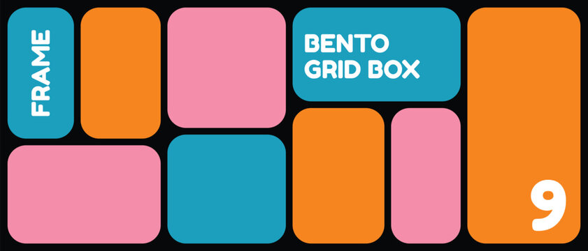 Bento Grid Box Design Element with Number 9 for Graphic Layouts