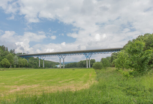 Bridge of highway (Autobahn) A7 near Schleusingen, Germany