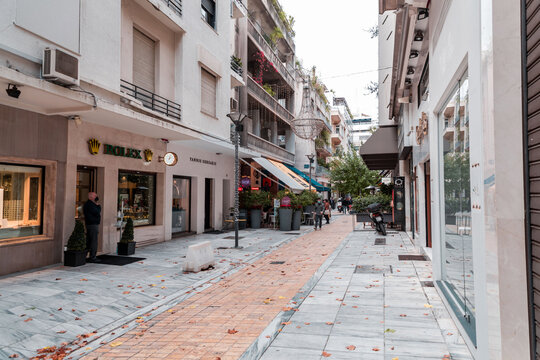 Modern buildings in the streets of Athens, Greece