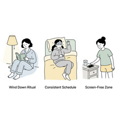 Naklejka premium Healthy evening wind down ritual and consistent sleep habits.
