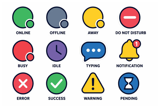 Collection of status icons set.