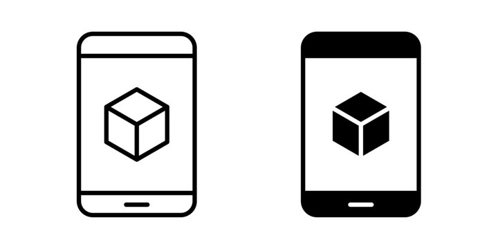 
AR education icon in outline and solid style, isolated on white background. Ideal for augmented reality, interactive learning, and digital classroom features in mobile and web design