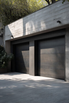 Contemporary minimalistic garages with sleek gates. Clean design, modern aesthetics, and functional architecture.