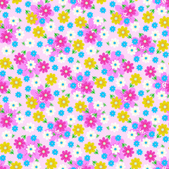 Obraz premium vibrant floral seamless pattern on soft pink background for fabric and design