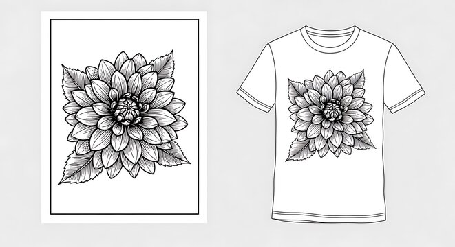 Black and white floral embroidery on fabric and paper.