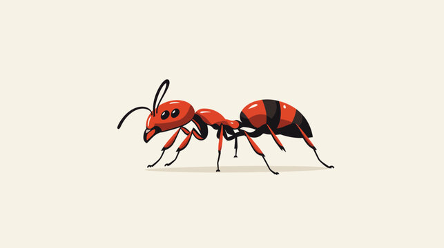 A stylized red ant walks across a pale beige background with bold black legs.!!!