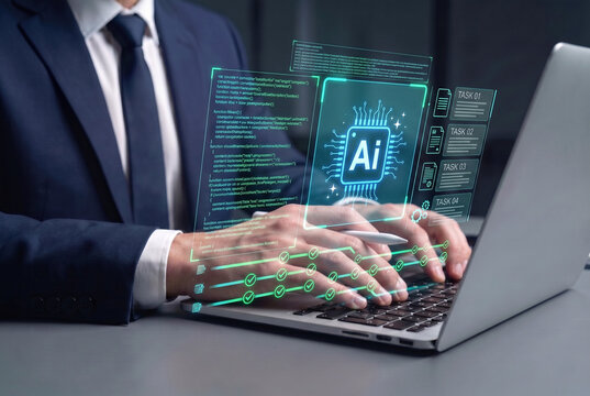 ai automation workflow task management with checklist milestone tracking and coding system on laptop for software development performance optimization and intelligent enterprise process integration