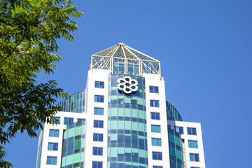 Naklejka premium Toronto, ON, Canada - June 19, 2018: City of Toronto Metro Hall building at 55 John St in downtown Toronto, Ontario, Canada. Metro Hall is an office tower that serves the City of Toronto government.